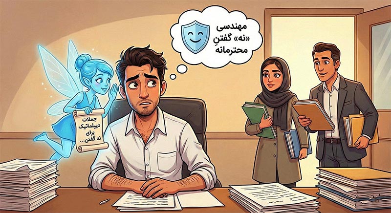 مهارت نه گفتن محترمانه به درخواست‌های غیرمنطقی همکاران در محیط کار با استفاده از ترفندهای هوش مصنوعی برای حفظ مرزهای کاری