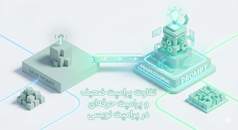تفاوت پرامپت ضعیف و پرامپت حرفه‌ای در پرامپت نویسی